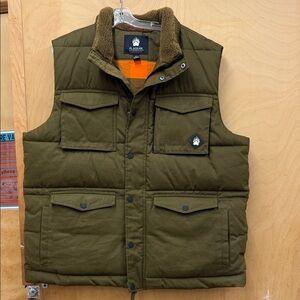 Duluth Trading Co Alaskan Hardgear Waxed Cotton Men's Olive Puffer Vest